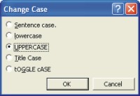 Microsoft Word Help: change case dialog box