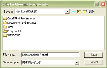 Convert Excel to PDF: Select a filename to write into