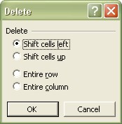 Excel Worksheets: Delete dialog box