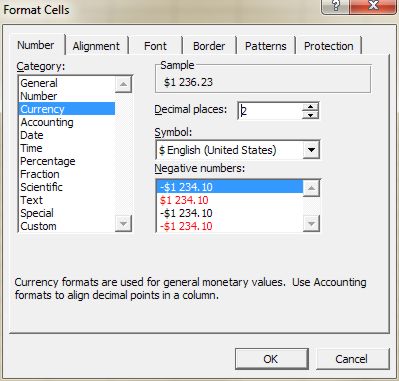 Microsoft Office Excel: Format Cells dialog box - Number tab