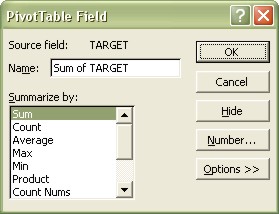 Excel Pivot Table Field dialog box