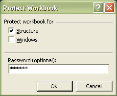 Excel Password: Protect Workbook dialog box