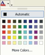 Microsoft Word Fonts: font color drop-down list box