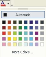 Microsoft Word Fonts: font color drop-down list box