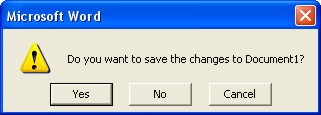 Microsoft Word help : save changes