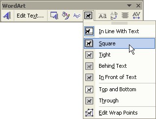 Microsoft Word Art: Text Wrapping button