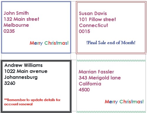 Word Labels: modified merged labels example