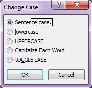 Microsoft Word 2007: Change Case dialog box