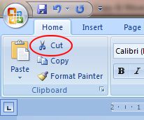 Word 2007 Tutorial: Cut button