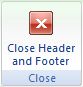 Microsoft Word 2007: Design tab - Close Header and Footer button