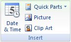 Microsoft Word 2007: Design tab - Insert buttons
