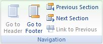 Microsoft Word 2007: Design tab - Navigation buttons