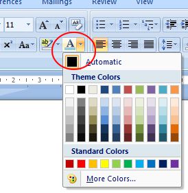 Word 2007 Tutorial: Font color button