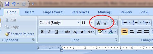 Word 2007 Tutorial: Grow Font & Shrink Font buttons