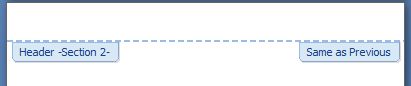 Microsoft Word 2007: Header section 2 example