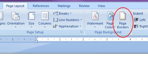 Microsoft Word 2007: Page Borders button