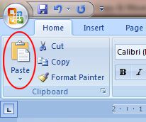 Word 2007 Tutorial: Paste button