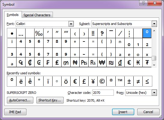 microsoft word 2007 : symbol dialog box