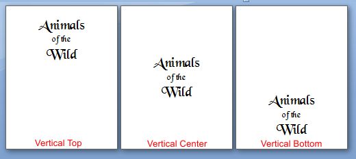 Microsoft Word 2007: Vertical Alignment example