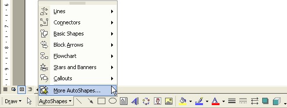 Microsoft Word Help: AutoShapes button