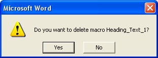 Word Macros: delete confirmation