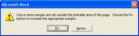 Microsoft Word Help: Fix or Ignore message box