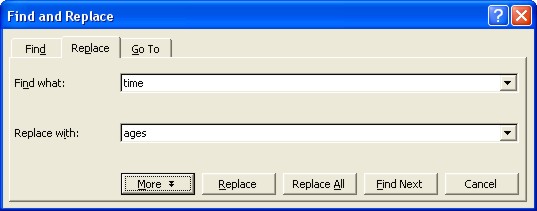 Word Finder: Replace dialog box 1