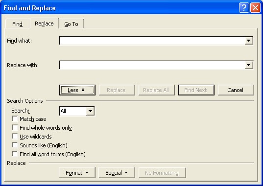 Word Finder: Replace dialog box 2