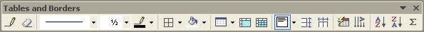 Borders and Shading for Word Table: Tables and Borders toolbar