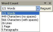 Word Count toolbar