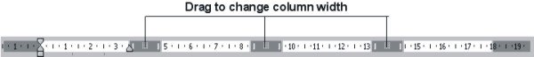 Microsoft Word Help: Columns on ruler example