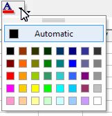 Color palette for Excel content: Font Color button