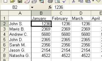 Excel Worksheets: Freeze Panes example 1