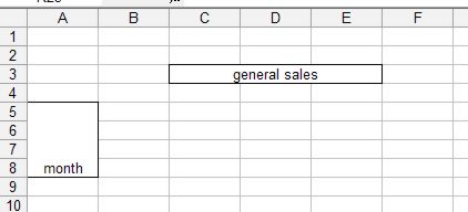 Microsoft Office Excel: Merged cells example