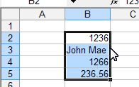 Mirosoft Office Excel: Copy by dragging example