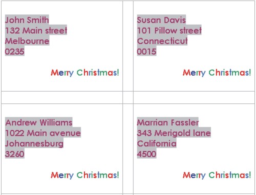 Word Labels: merged labels example Word Labels: merged labels example