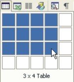 Word Tables: Insert Table cells button