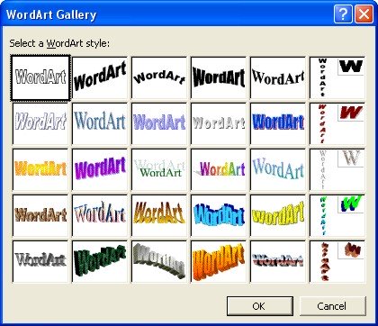 Microsoft Word Art Gallery dialog box 1