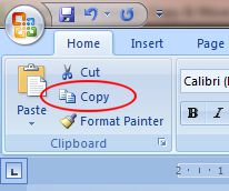 Word 2007 Tutorial: Copy button
