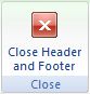Microsoft Word 2007: Design tab - Close Header and Footer button Microsoft Word 2007: Design tab - Close Header and Footer button