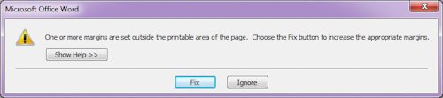 Microsoft Word 2007: Fix or Ignore message box