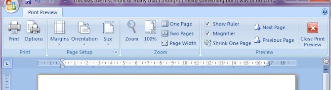 Microsoft Word 2007: Print Preview toolbar Microsoft Word 2007: Print Preview toolbar