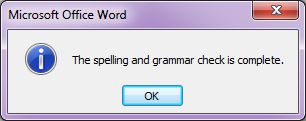 Microsoft Word 2007: Spelling and Grammar Check complete