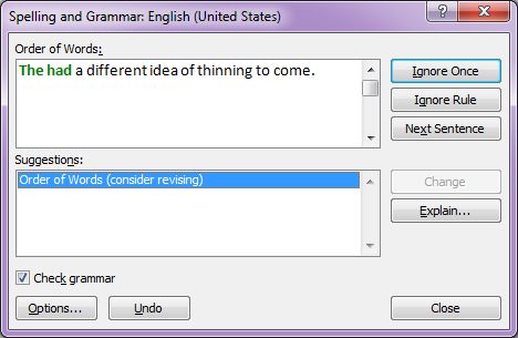 Microsoft Word 2007: Spelling and Grammar dialog box 2 Microsoft Word 2007: Spelling and Grammar dialog box 2