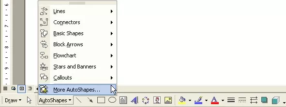 Microsoft Word Help: AutoShapes button